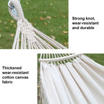 200x150cm Double Outdoor Camping Tassel Canvas Hammock with Stick, Colorful Stripes, Pink Stripes, White