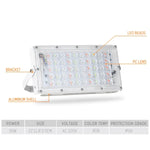 50W LED RGB Waterproof Ultra-light Outdoor Flood Light with Remote Control