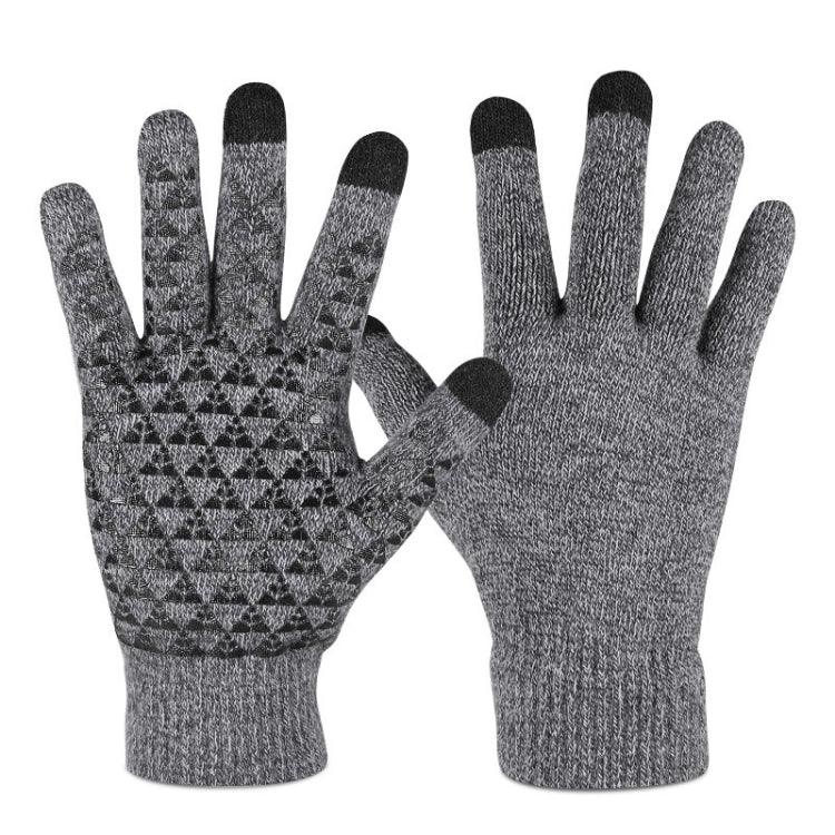 1 Pair Thick Velvet Touch Screen Knitted Warm Gloves, Free Size