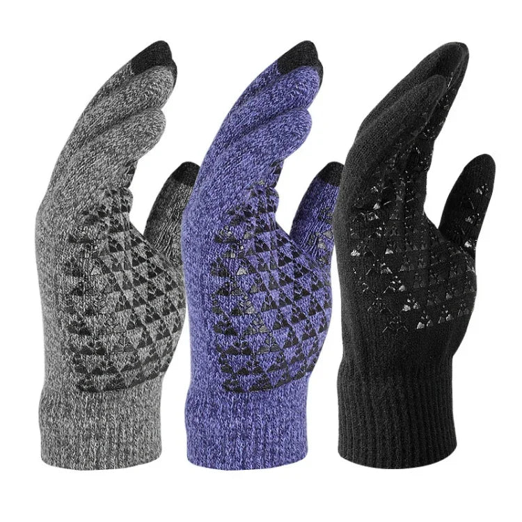 1 Pair Thick Velvet Touch Screen Knitted Warm Gloves, Free Size
