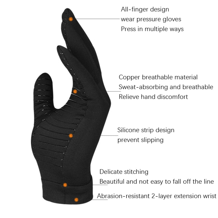 Copper Fiber Pressure Sports Fitness Anti-Slip Gloves, Size:, S, M, L