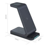 D2 3 In 1 15W Wireless Vertical Charger, D2 (Black)