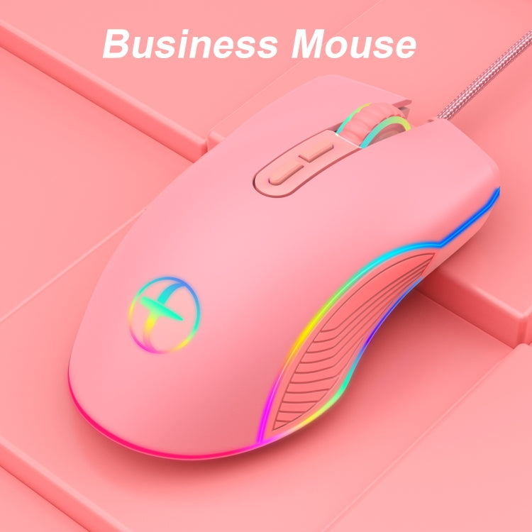 E32  7 Keys 3200 DPI Pink Girls RGB Glowing Wired Mouse Gaming Mouse, Interface:, Type-C, USB
