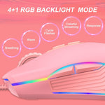 E32  7 Keys 3200 DPI Pink Girls RGB Glowing Wired Mouse Gaming Mouse, Interface:, Type-C, USB
