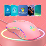 E32  7 Keys 3200 DPI Pink Girls RGB Glowing Wired Mouse Gaming Mouse, Interface:, Type-C, USB