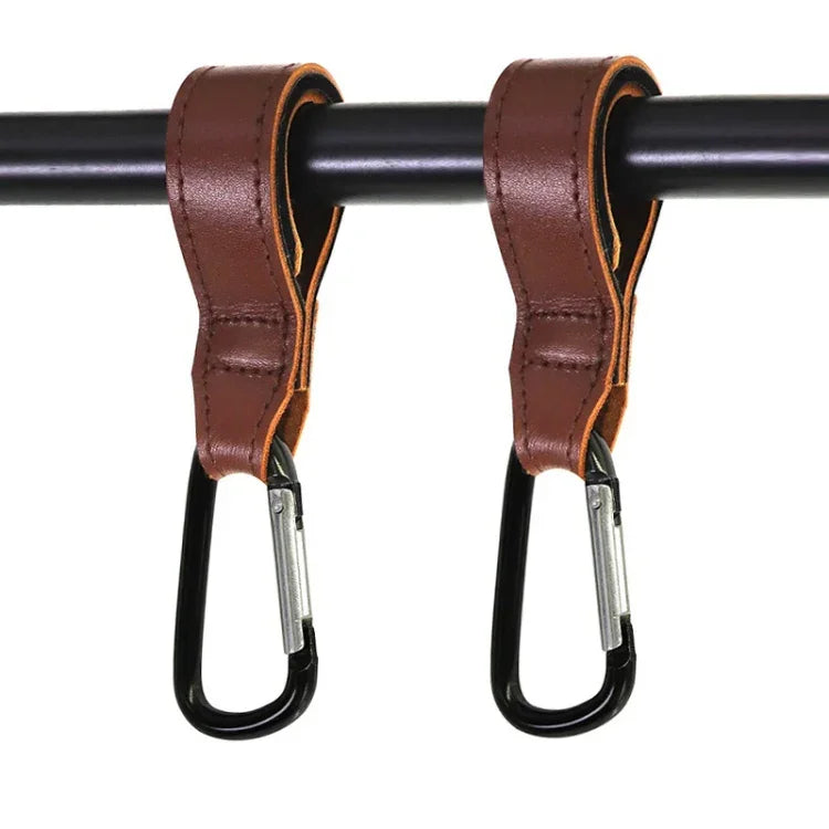 2 mousquetons pratiques pour poussette, marron, noir