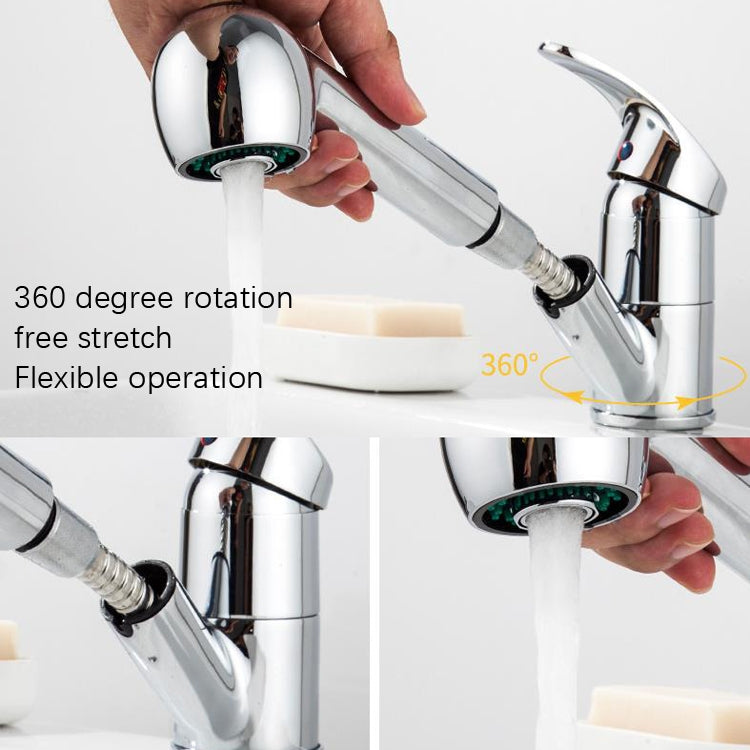 Pull-Out Hot And Cold Telescopic Scrubbed Water Tank Faucet, Copper Chrome, Copper Black, Zinc Alloy Chrome, Zinc Alloy Black