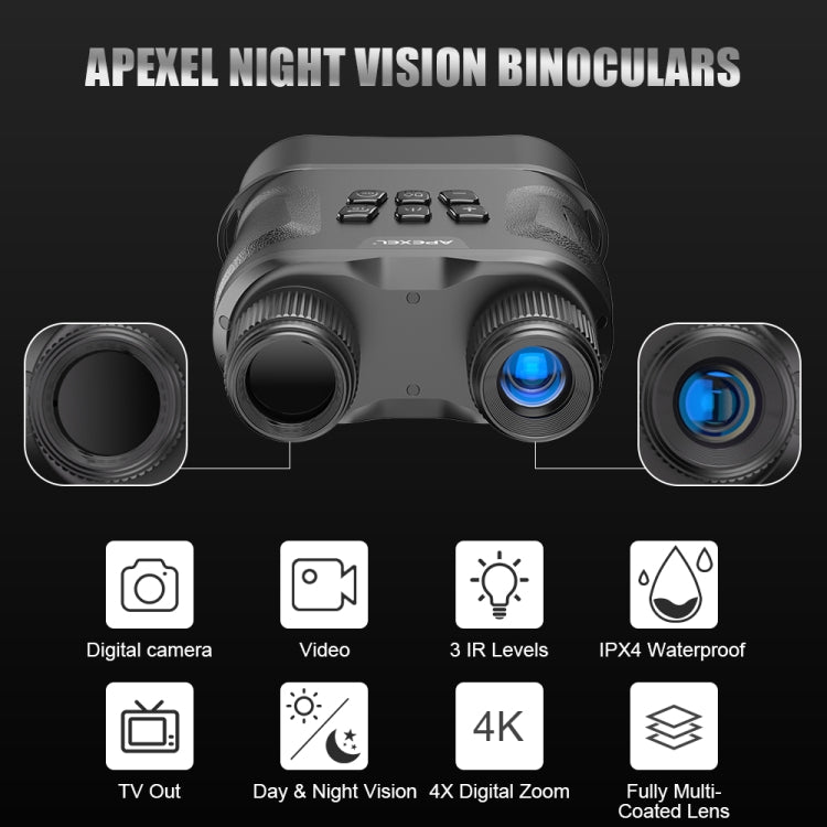 APEXEL Night Vision Binoculars With Video Recording HD Infrared Telescope For Hunting, APL-NV008
