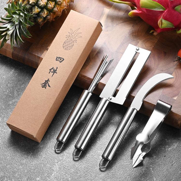 4 In 1 Stainless Steel Pineapple Knife Fruit Knife Sugar Cane Peeler, Pineapple Knife