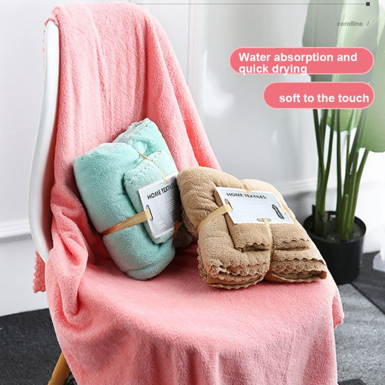 Bath Towel + Towel Set Can Wear Coral Fleece Beach Towel, White, Pink, Blue, Brown, Cyan