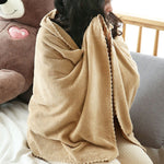 Bath Towel + Towel Set Can Wear Coral Fleece Beach Towel, White, Pink, Blue, Brown, Cyan