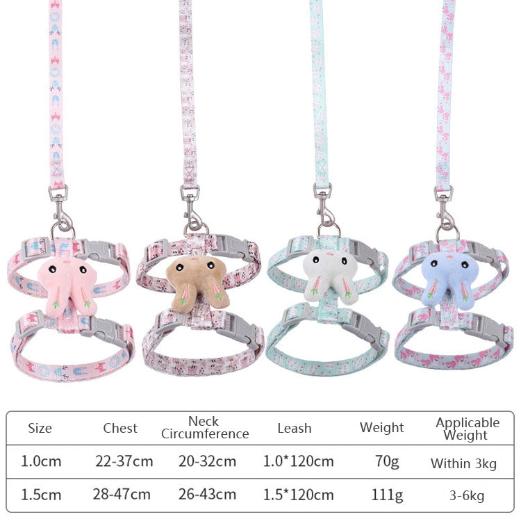 Rabbit Head Type Cat Traction Rope Anti-breakaway Adjustable Cat Leash, Small Suitable for Within 3kg, Large Suitable for 3-6kg