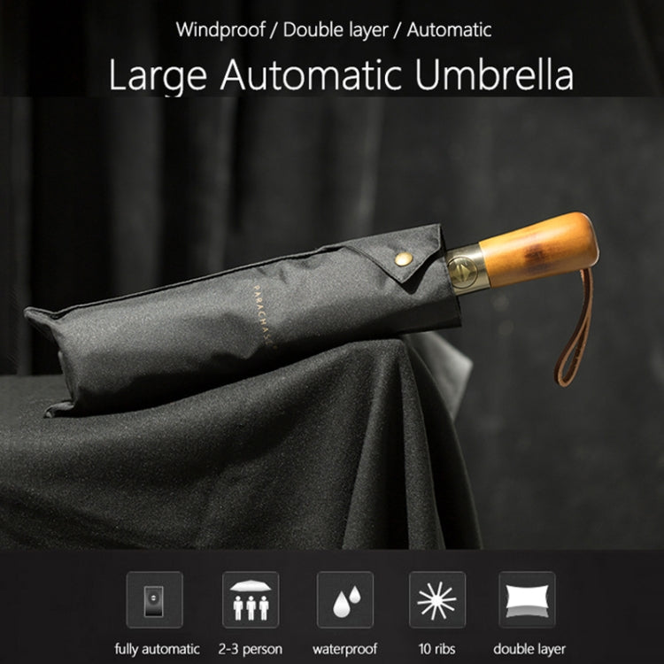 PARACHASE Ten-bone Double-layer Large Windproof Business Automatic Folding Umbrella, Grey, Black, Navy, Khaki