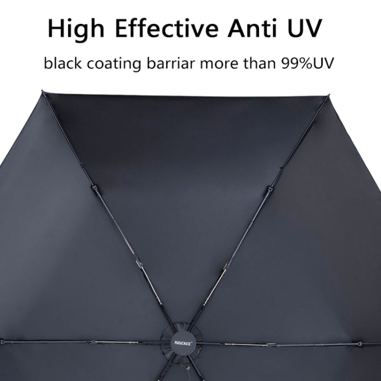 PARACHASE Carbon Fiber Light Portable Small Clever Black Glue Sunscreen Anti-UV Sun Umbrella, Black, Navy, Khaki