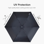 PARACHASE Carbon Fiber Light Portable Small Clever Black Glue Sunscreen Anti-UV Sun Umbrella, Black, Navy, Khaki
