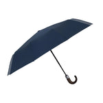 PARACHASE Solid Wood Bending Handle 10 Bone Three Fold Automatic Umbrella, Grey, Black, Navy