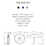 PARACHASE Solid Wood Bending Handle 10 Bone Three Fold Automatic Umbrella, Grey, Black, Navy