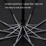 PARACHASE Solid Wood Bending Handle 10 Bone Three Fold Automatic Umbrella, Grey, Black, Navy