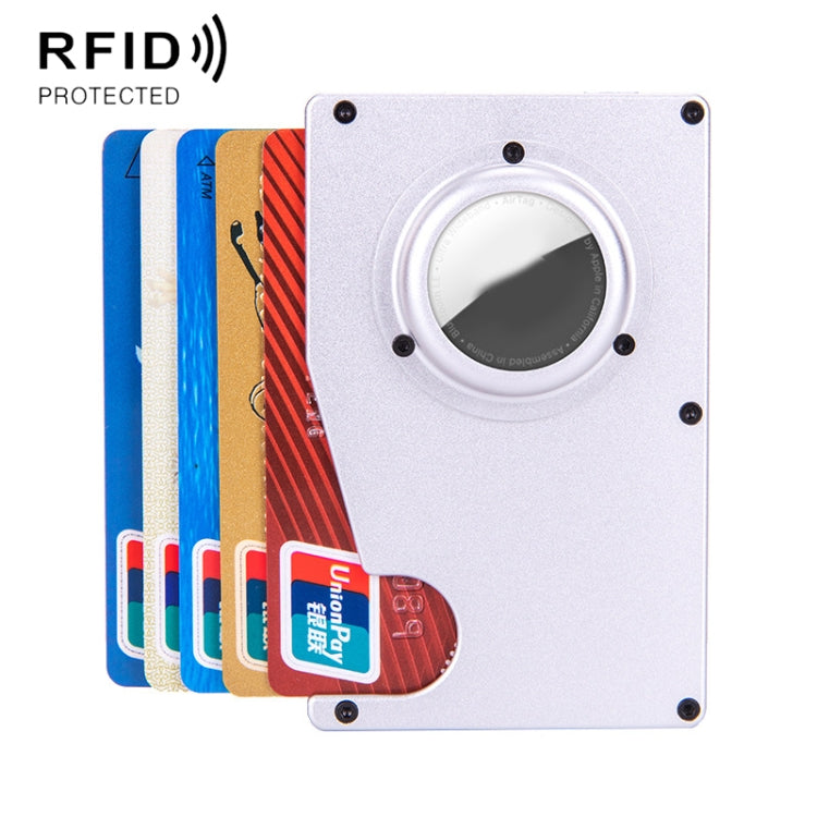 محفظة حاملة بطاقات مضادة للفقدان مع تقنية RFID لـ AirTag الجيل الثاني / AirTag الجيل الأول، أزرق، أسود، رمادي، فضي