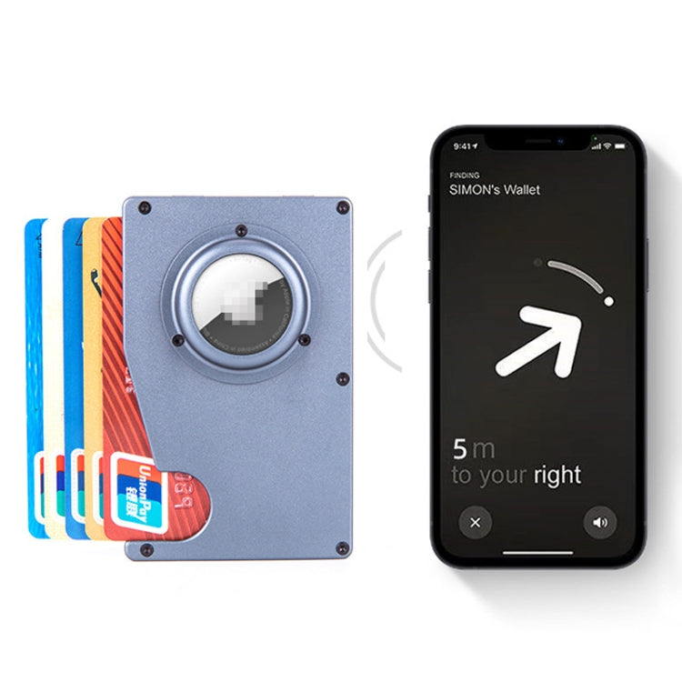 محفظة حاملة بطاقات مضادة للفقدان مع تقنية RFID لـ AirTag الجيل الثاني / AirTag الجيل الأول، أزرق، أسود، رمادي، فضي