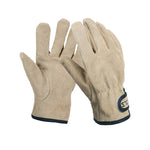 CLS Outdoor Cookout Barbecue Heat Resistant Protective Cowhide Gloves, Khaki, Silver Gray