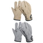 CLS Outdoor Cookout Barbecue Heat Resistant Protective Cowhide Gloves, Khaki, Silver Gray