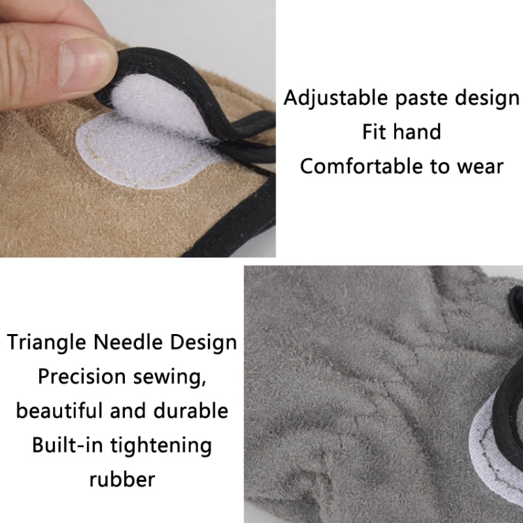 CLS Outdoor Cookout Barbecue Heat Resistant Protective Cowhide Gloves, Khaki, Silver Gray