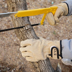 CLS Outdoor Cookout Barbecue Heat Resistant Protective Cowhide Gloves, Khaki, Silver Gray