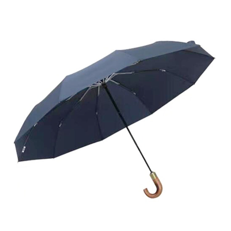 PARACHASE Large Ruggedized Shrink Retro Wind-Resistant Folding Umbrella, Blue, Black