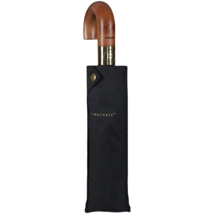 PARACHASE Large Ruggedized Shrink Retro Wind-Resistant Folding Umbrella, Blue, Black