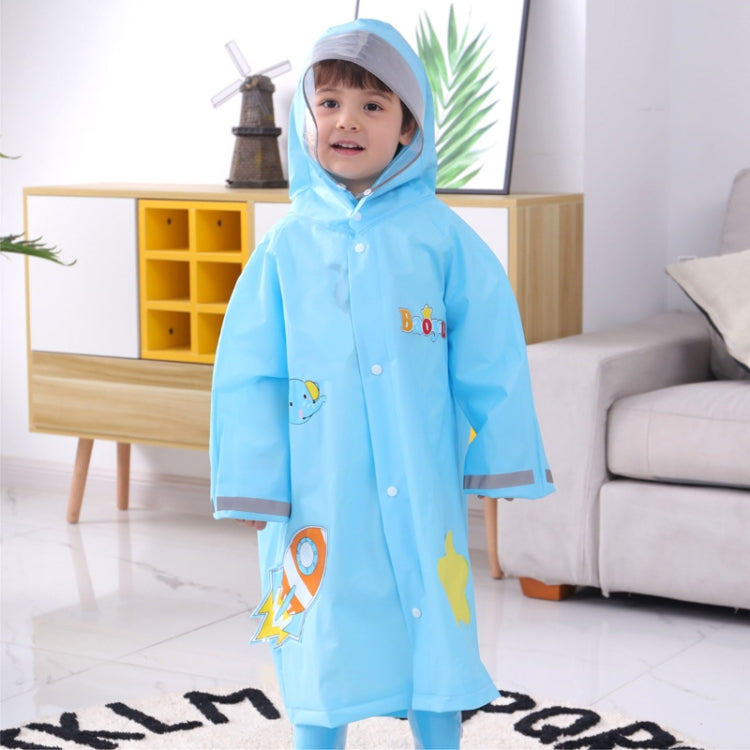 Large Hat Brim Cartoon Print Children Raincoat with Schoolbag Seat, S, M, L, XL, XXL