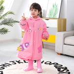 Large Hat Brim Cartoon Print Children Raincoat with Schoolbag Seat, S, M, L, XL, XXL
