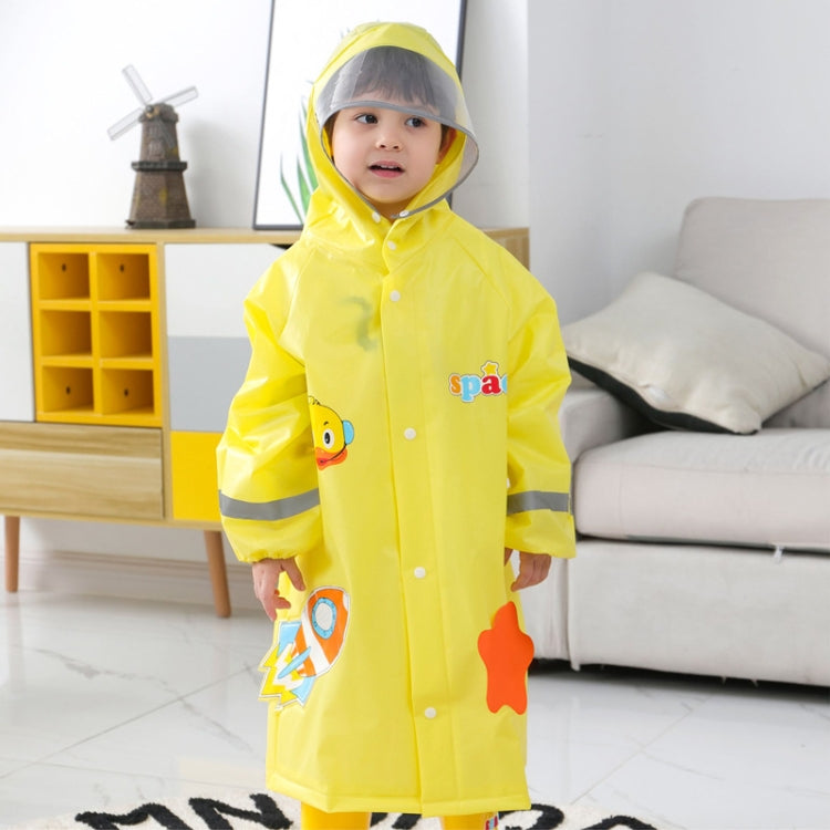 Large Hat Brim Cartoon Print Children Raincoat with Schoolbag Seat, S, M, L, XL, XXL
