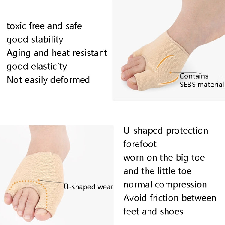 1 Pair Threaded U-Shaped Forefoot Pad Hallux Valgus Corrector Socks, S, L