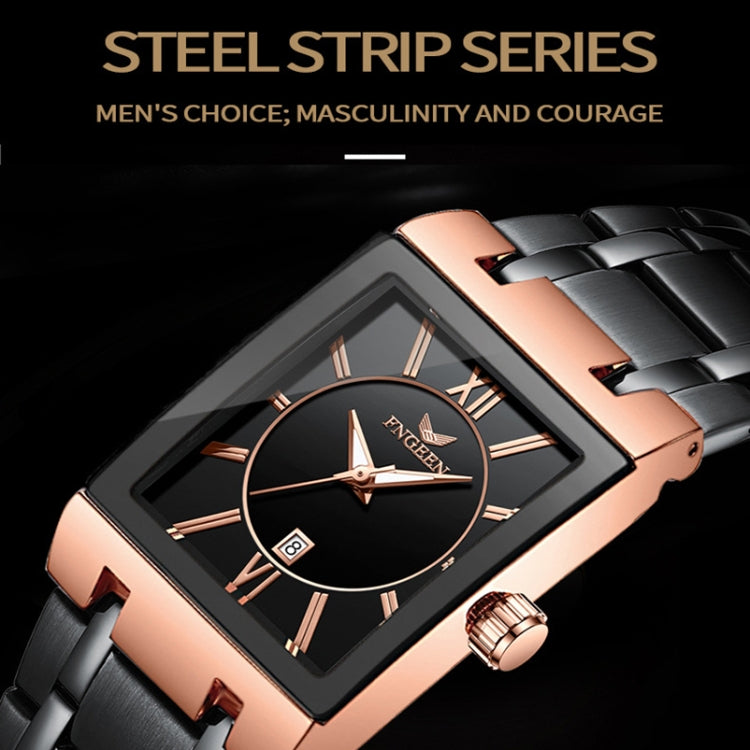 FNGEEN 3627 Waterproof Calendar Men Square Watch, Full Gold Black Surface, Full Gold Gold Surface, Black Belt Rose Shell Black Surface, Black Belt Gold Shell Black Surface, Black Belt Black Shell Black Surface, White Steel White Surface                ...