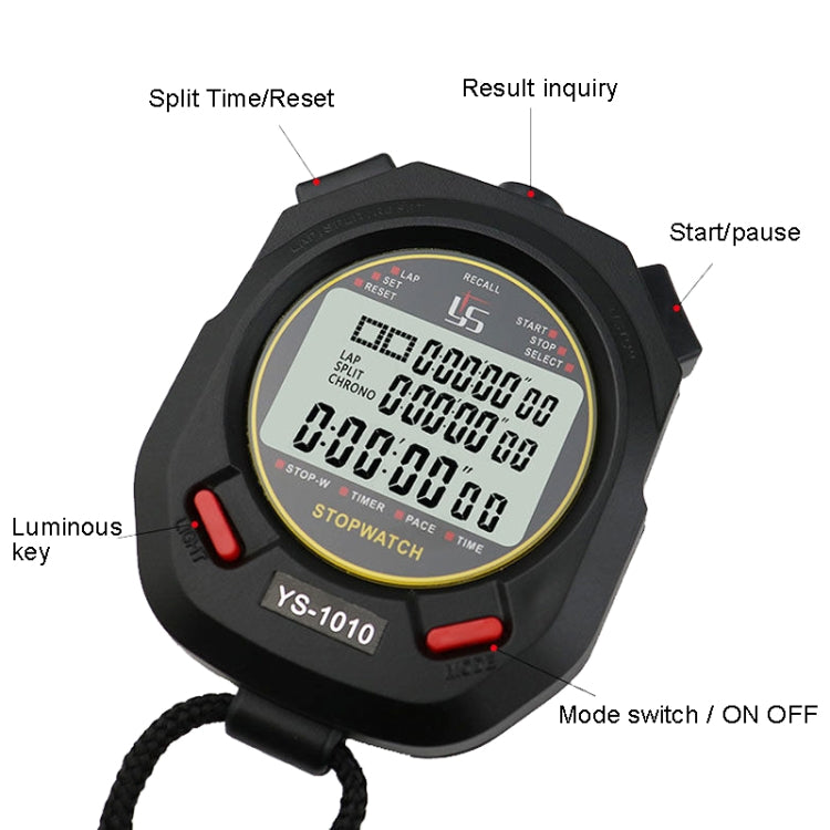YS 3 Rows Display Luminous Stopwatch Timer Training Referee Stopwatch, Style:, YS-1010 10 Memories, YS-1030 30 Memories, YS-1060 60 Memories, YS-1100 100 Memories