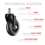 Furniture PU Universal Plug Caster Office Chair Mute Wheel, Size: 3 Inch, 2 Inch, 2.5 Inch, 3 Inch