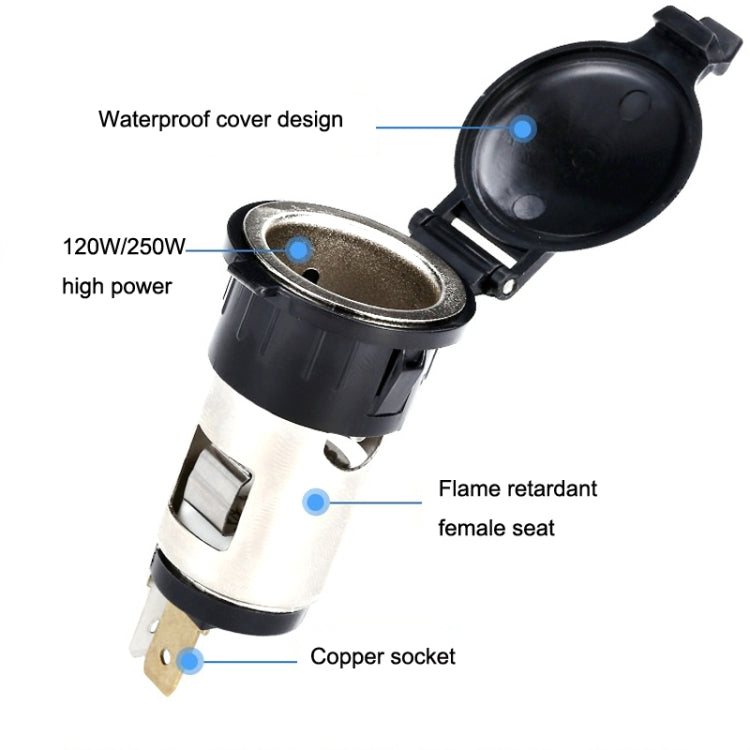 Car Modified Cigarette Lighter Waterproof Vehicle Charging Power Socket No Cigarette Type (with 1.5cm Line), Cigarette Type (with 1.5m Line), No Cigarette Type (with 1.5m Line)