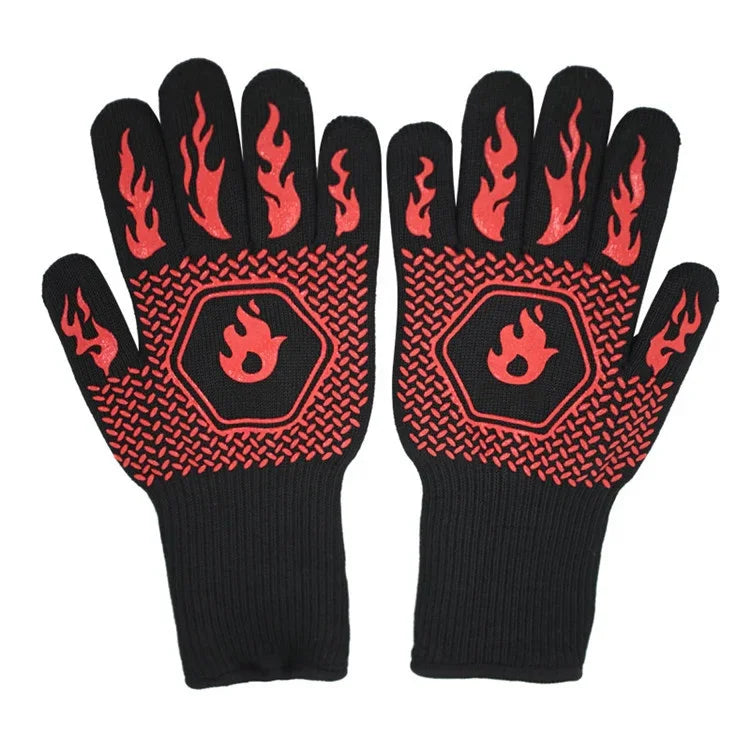 1 Pair High Temperature Resistant Silicone BBQ Gloves  Anti-Scalding Gloves, BBQ Red, BBQ Black, BBQ Blue, Big Flame Red, Big  Flame Black, Big Flame Blue, Flame Dots Red, Flame Dots  Black, Flame Dots  Blue, BBQ Flame Red, BBQ Flame Black             ...
