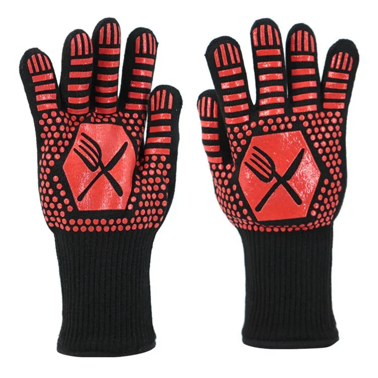 1 Pair High Temperature Resistant Silicone BBQ Gloves  Anti-Scalding Gloves, BBQ Red, BBQ Black, BBQ Blue, Big Flame Red, Big  Flame Black, Big Flame Blue, Flame Dots Red, Flame Dots  Black, Flame Dots  Blue, BBQ Flame Red, BBQ Flame Black             ...