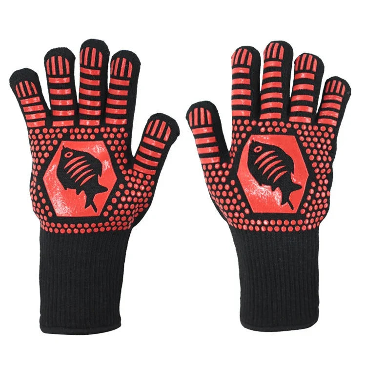 1 Pair High Temperature Resistant Silicone BBQ Gloves  Anti-Scalding Gloves, BBQ Red, BBQ Black, BBQ Blue, Big Flame Red, Big  Flame Black, Big Flame Blue, Flame Dots Red, Flame Dots  Black, Flame Dots  Blue, BBQ Flame Red, BBQ Flame Black             ...