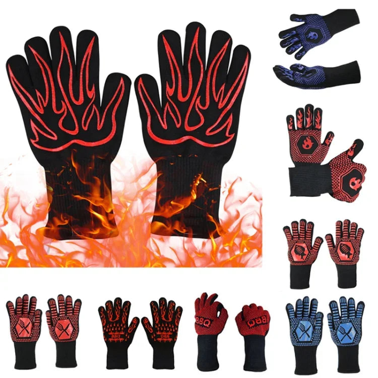1 Pair High Temperature Resistant Silicone BBQ Gloves  Anti-Scalding Gloves, BBQ Red, BBQ Black, BBQ Blue, Big Flame Red, Big  Flame Black, Big Flame Blue, Flame Dots Red, Flame Dots  Black, Flame Dots  Blue, BBQ Flame Red, BBQ Flame Black             ...
