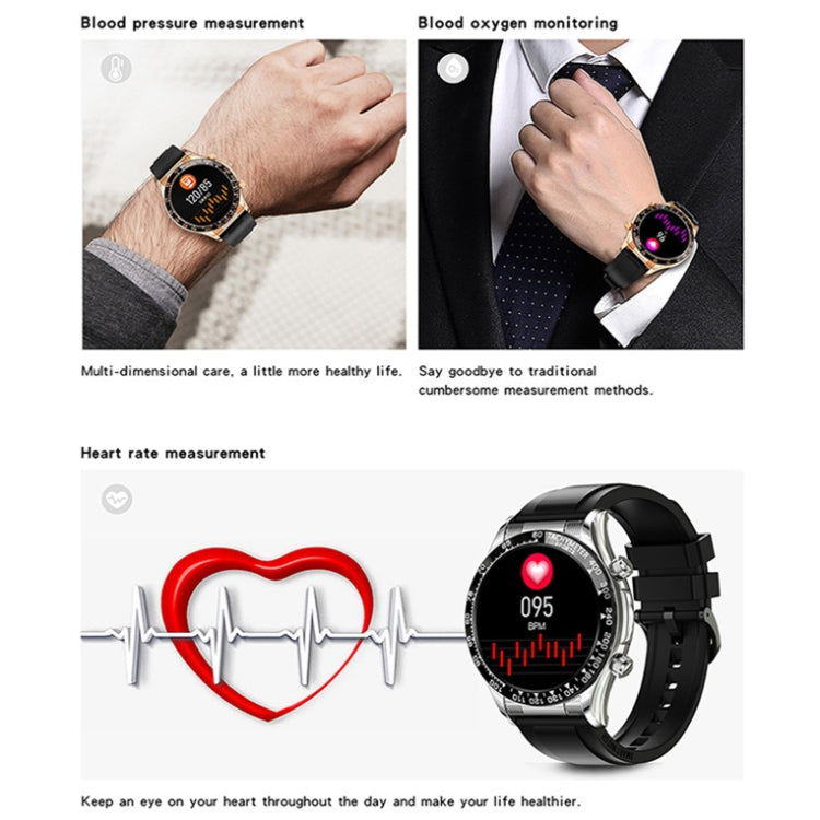 LOANIY E18 Pro Smart Bluetooth Calling Watch with NFC Function, Gold Silicone, Black Leather, Gold Leather, Black Silver Steel, Green Silver Steel, Gold Steel