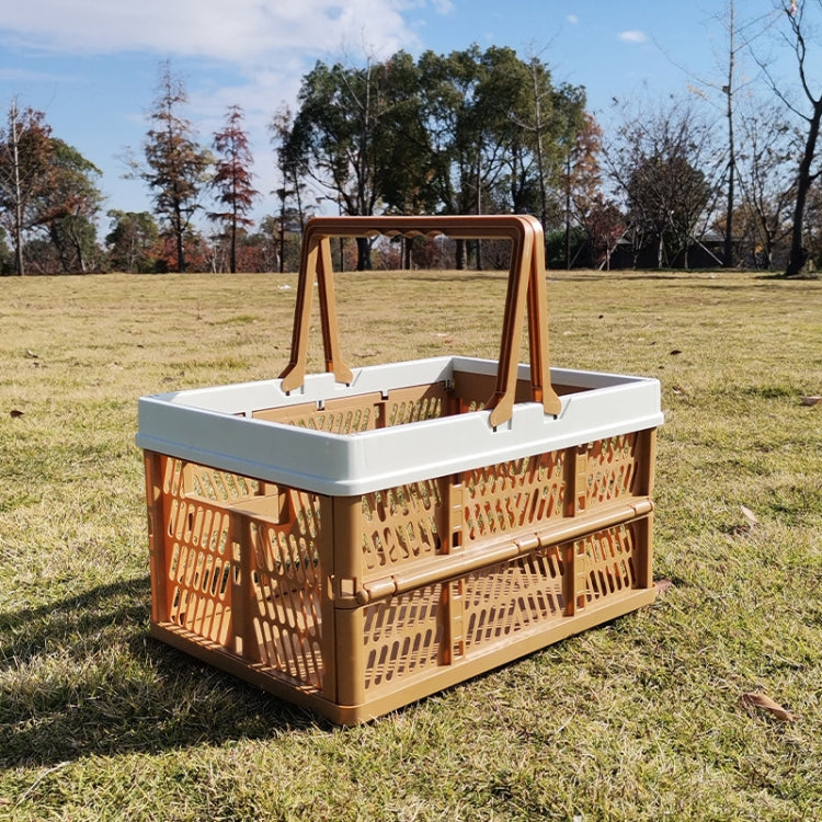 Foldable Picnic Basket Supermarket Shopping Basket,Size: 25x30.5x44cm, Green Coffee, Blue Gray, Coffee With Beige