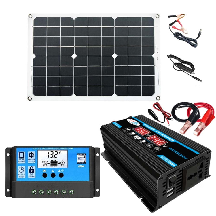 عاكس نظام الطاقة الشمسية 30A مع وحدة تحكم + لوحة شمسية 18W 12V، المواصفات:، أسود 12V إلى 110V، أسود 12V إلى 220V، أصفر 12V إلى 110V، أصفر 12V إلى 220V