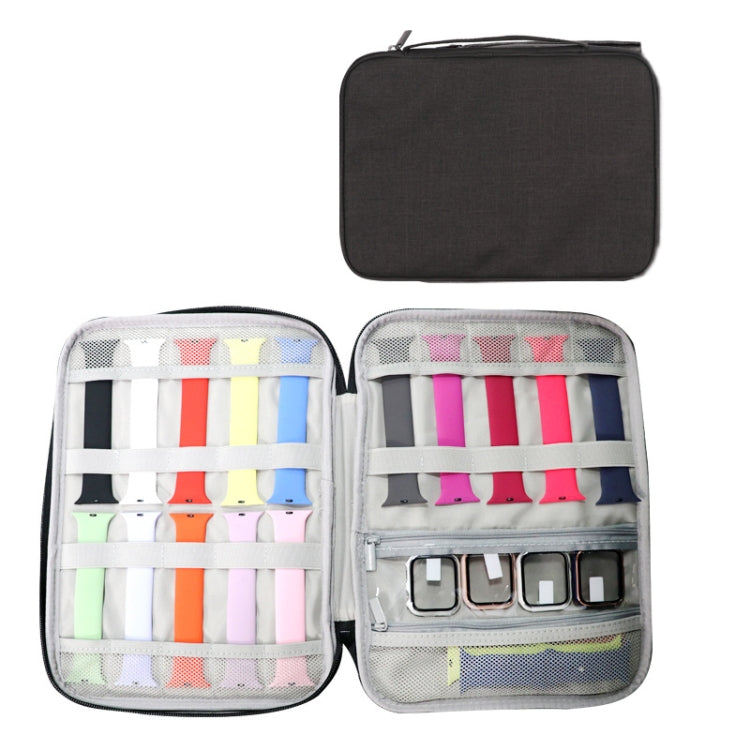 Long Strap Storage Bag With Handheld For Apple Watch, Single Layer (Black), Single Layer (Gray), Double Layer (Black), Double Layer (Gray), Double Layer (Yellow Leopard), Double Layer (Pink Leopard)