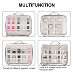 Portable Double-Layer Strap Storage Bag Data Cable Organizer Bag, Double-Layer Black, Double-Layer Grey