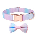 Rose Gold Buckle Pet Detachable Bow Collar, Size:, S 1.5x28-40cm, M 2.0x33-50cm, L 2.5x38-60cm, XL 2.5x43-70cm