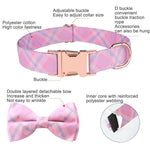 Rose Gold Buckle Pet Detachable Bow Collar, Size:, S 1.5x28-40cm, M 2.0x33-50cm, L 2.5x38-60cm, XL 2.5x43-70cm