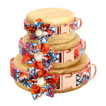 Collier pour chien ajustable avec boucle en métal et motif floral, possibilité de gravure, taille :